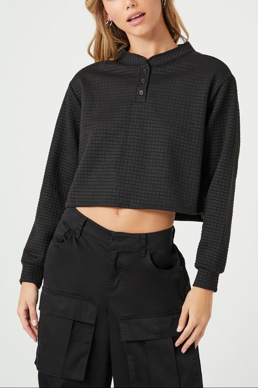  Forever 21 Waffle Knit Crop Top - olive - Bonton