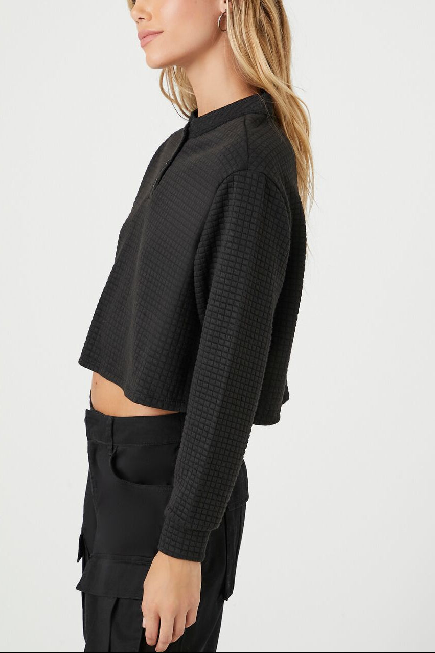  Forever 21 Waffle Knit Crop Top - olive - Bonton