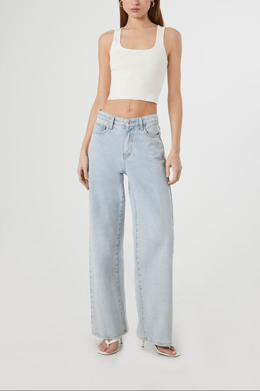  Forever 21 Sweater-Knit Cutout Tank Top - vanilla - Bonton