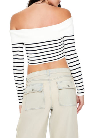 Striped Off-the-Shoulder Sweater