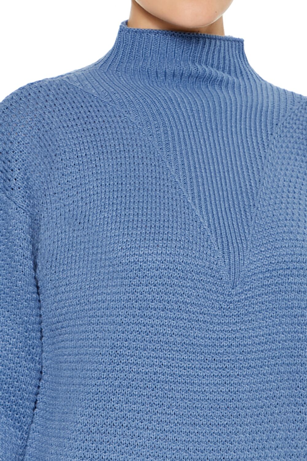  Forever 21 Textured Mock Neck Sweater - dusty blue - Bonton