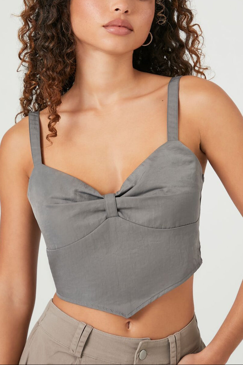  Forever 21 Sweetheart V-Hem Crop Top - cream - Bonton