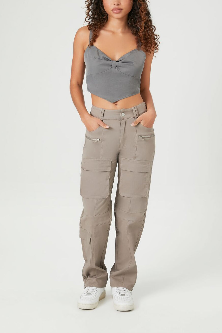  Forever 21 Sweetheart V-Hem Crop Top - cream - Bonton