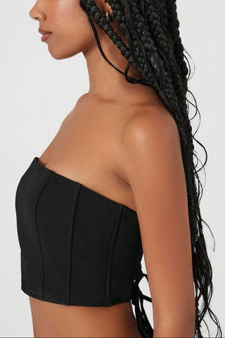 Cropped Lace-Up Tube Top