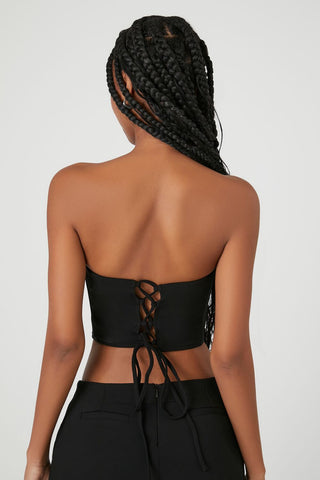 Cropped Lace-Up Tube Top