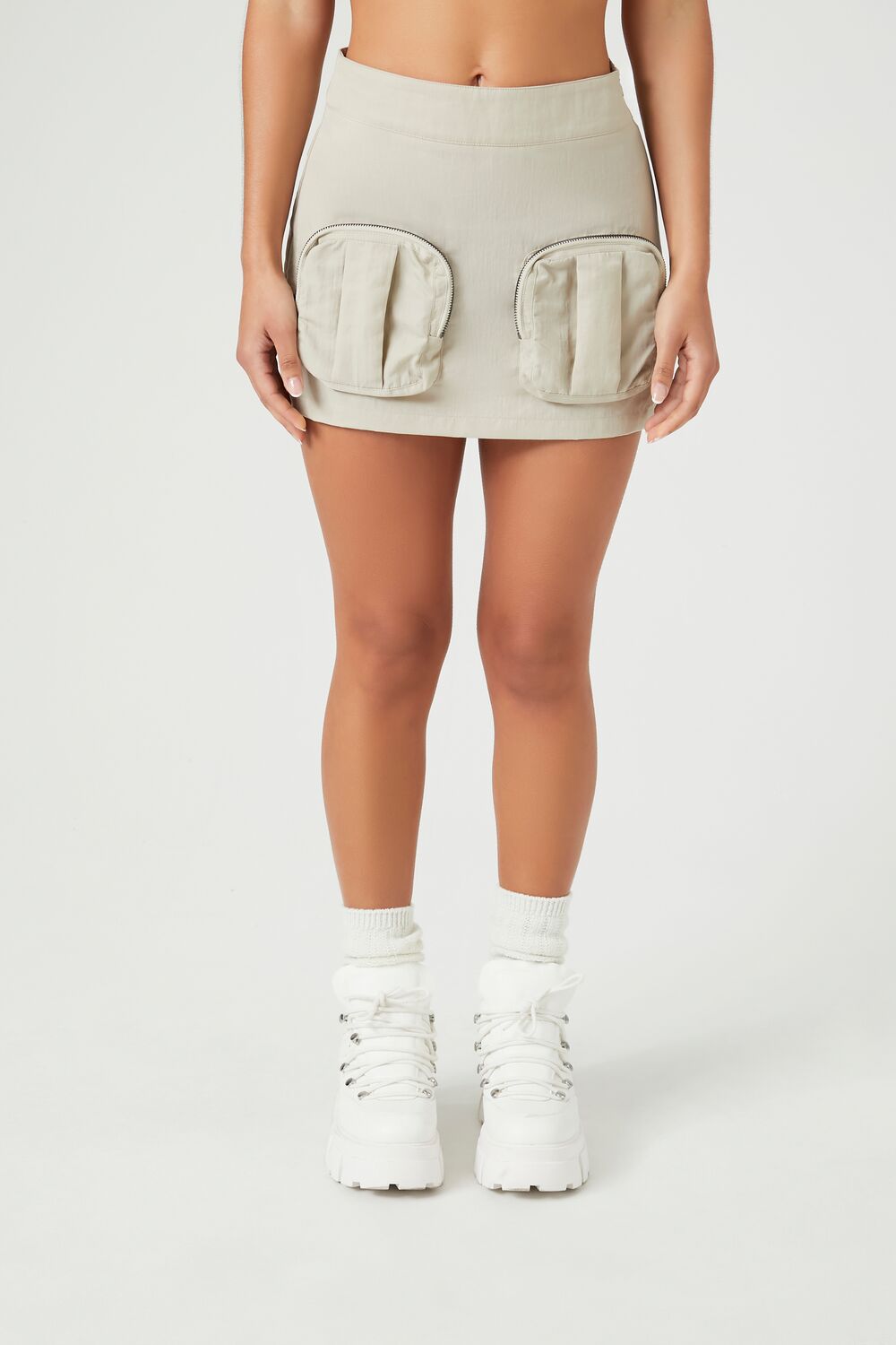 Forever 21 Cargo Utility Mini Skirt - birch - Bonton