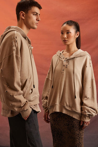 Unisex Rebel Moon Distressed Hoodie