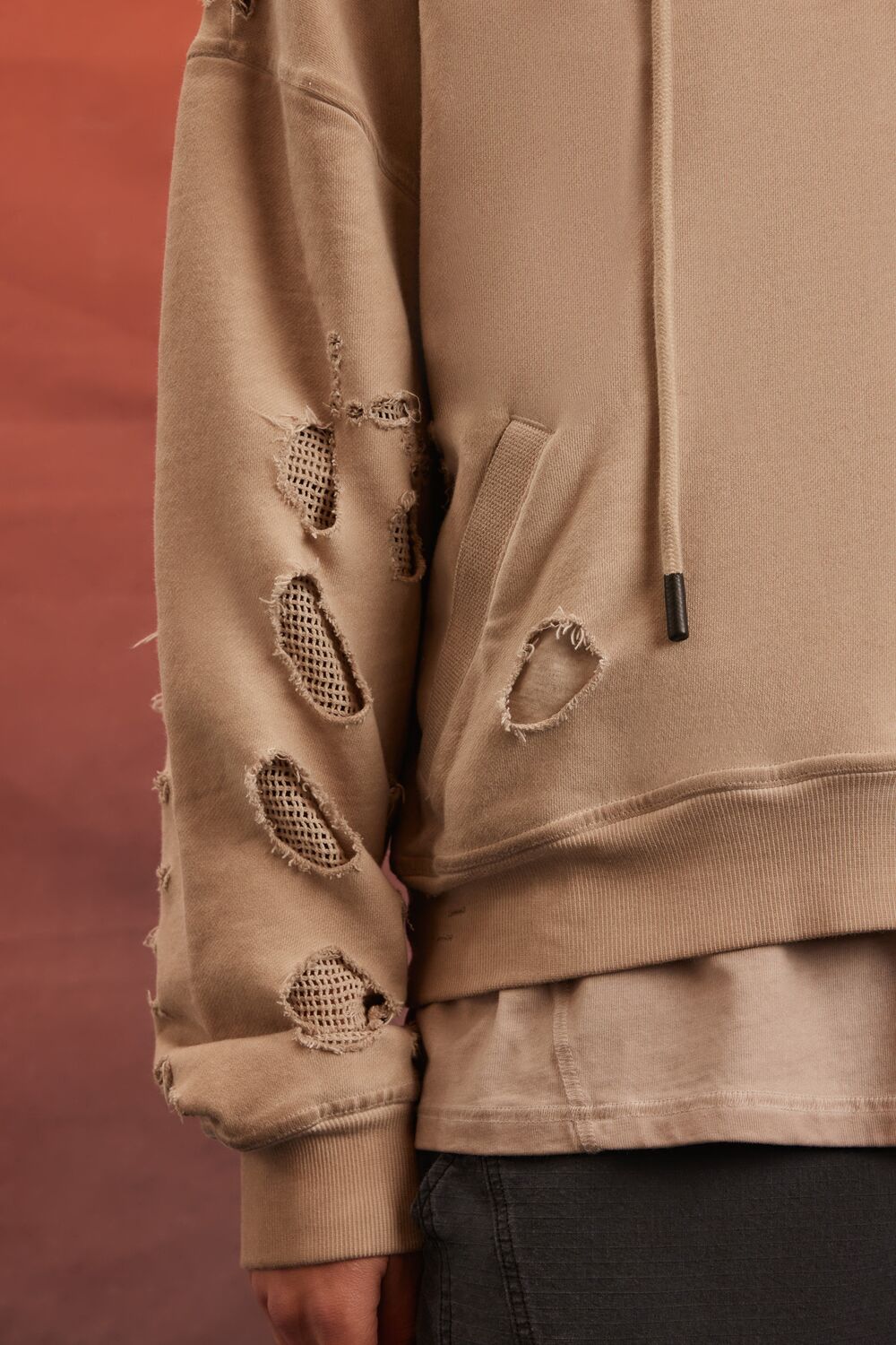  Forever 21 Unisex Rebel Moon Distressed Hoodie - beige - Bonton