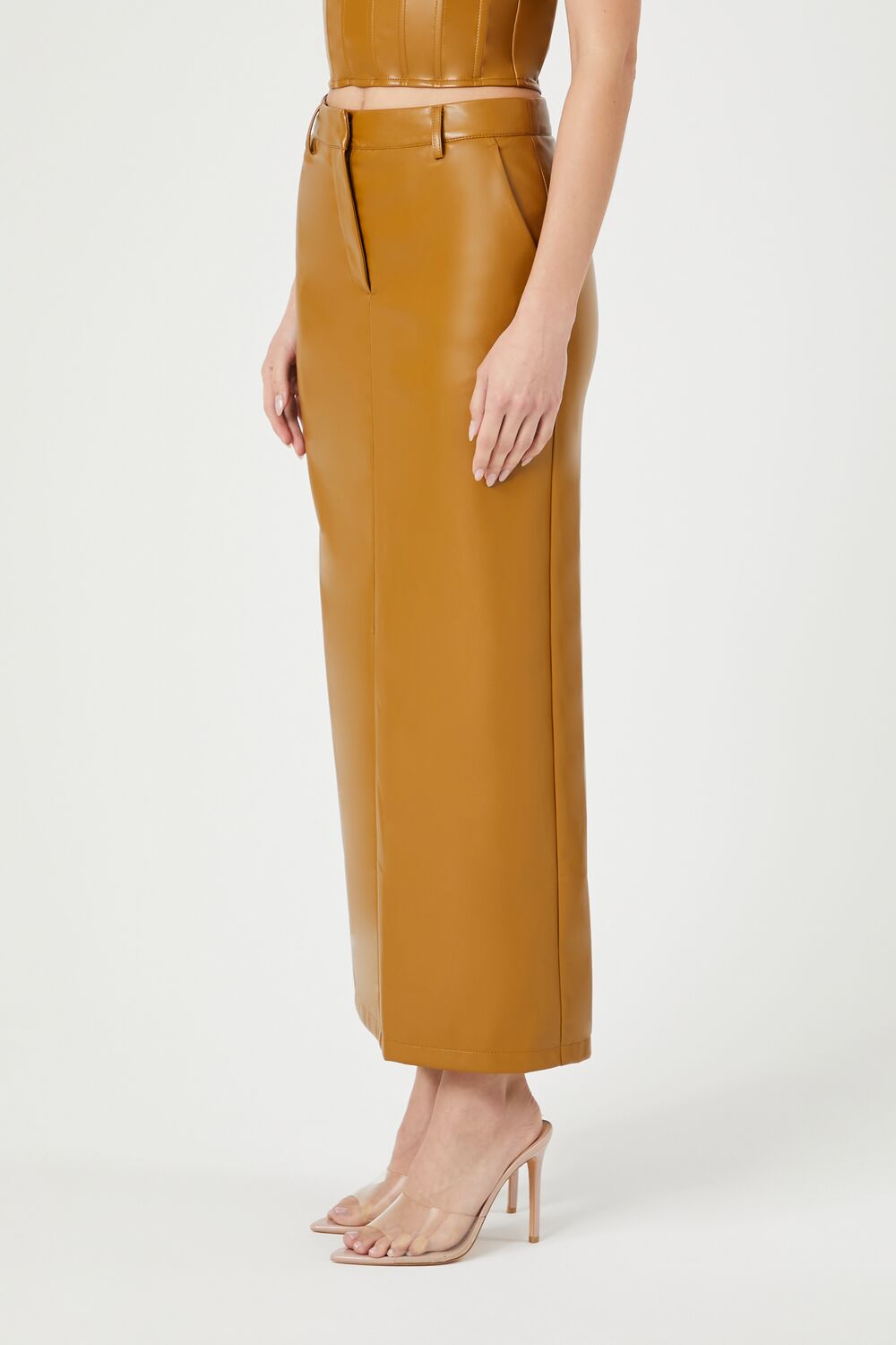  Forever 21 Faux Leather Maxi Skirt - cigar - Bonton