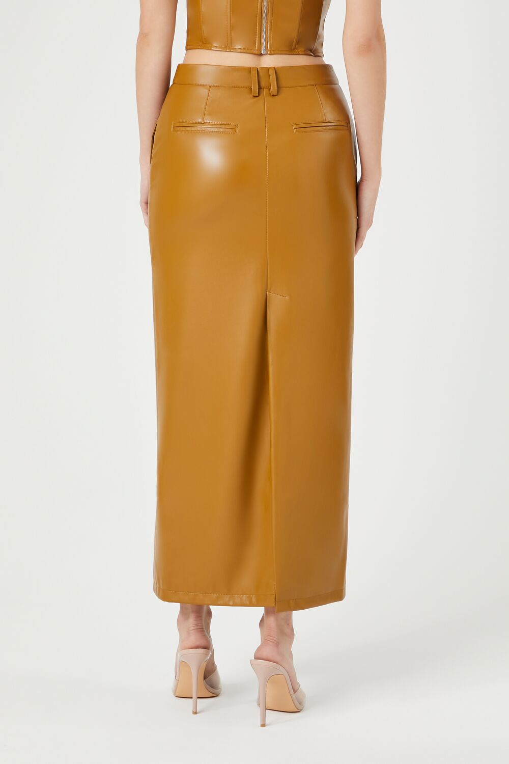  Forever 21 Faux Leather Maxi Skirt - cigar - Bonton