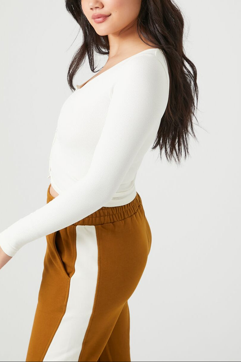  Forever 21 Seamless Ribbed Knit Crop Top - vanilla - Bonton