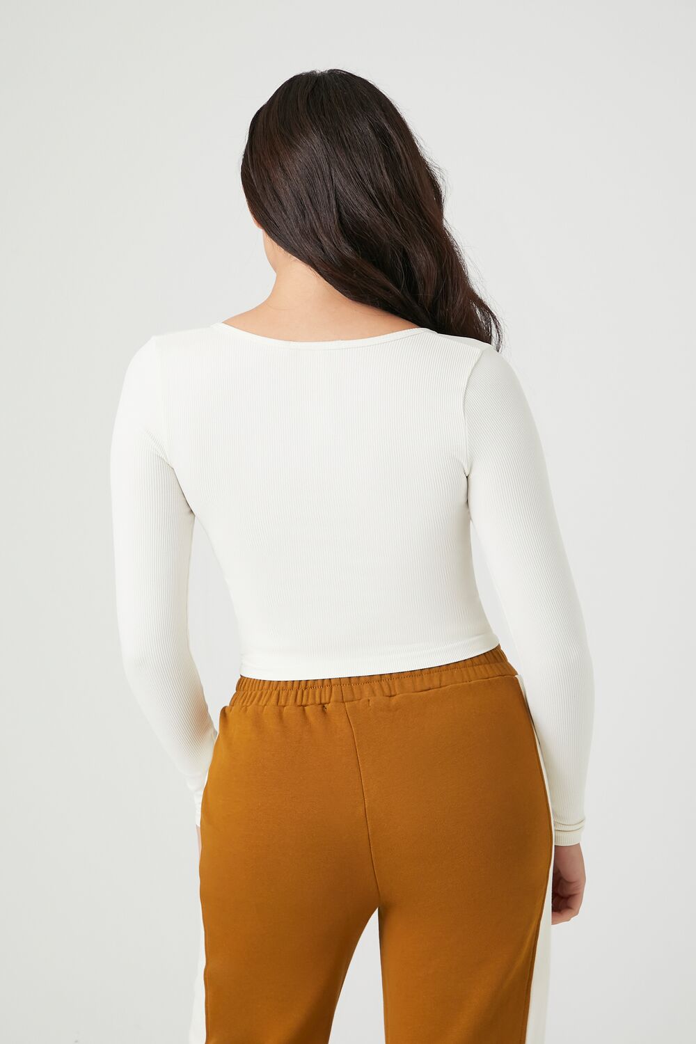  Forever 21 Seamless Ribbed Knit Crop Top - vanilla - Bonton