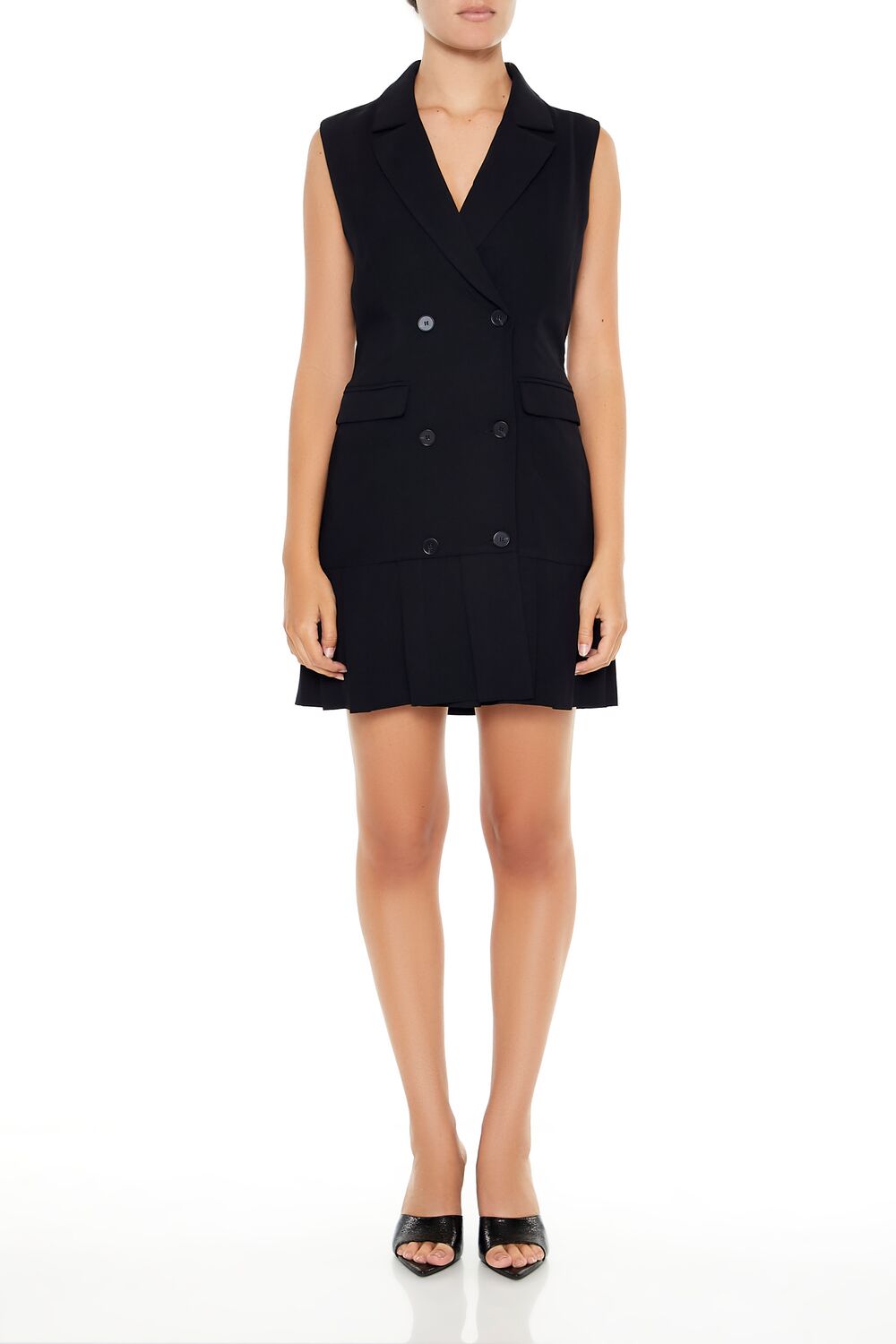  Forever 21 Double-Breasted Mini Dress - black - Bonton