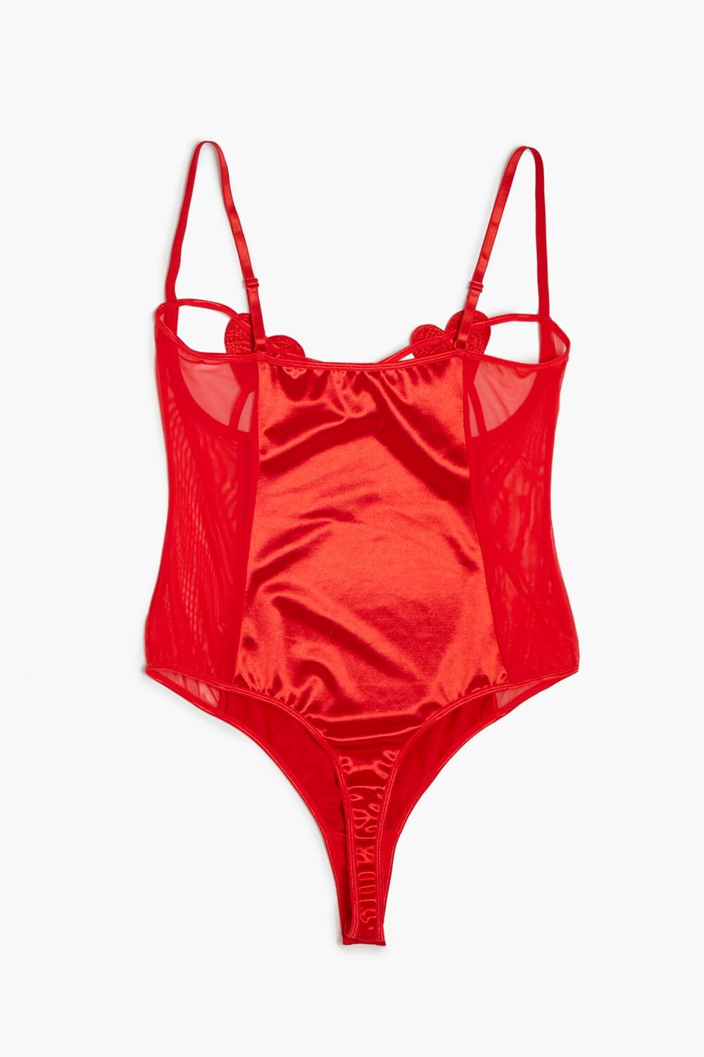  Forever 21 Plus Size Satin Heart Lingerie Bodysuit - red - Bonton