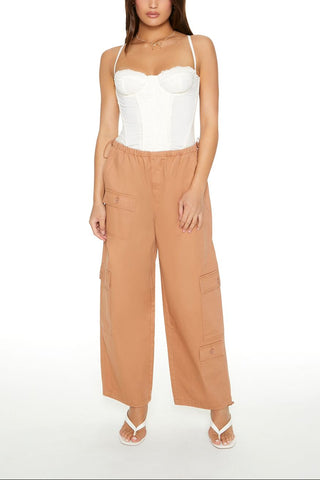 Twill Toggle Drawstring Cargo Pants