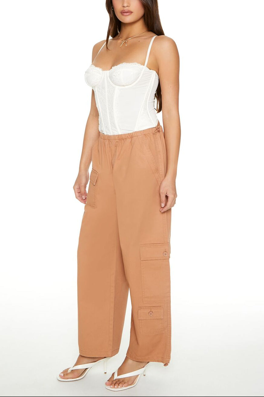  Forever 21 Twill Toggle Drawstring Cargo Pants - yellow - Bonton