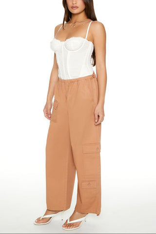 Twill Toggle Drawstring Cargo Pants