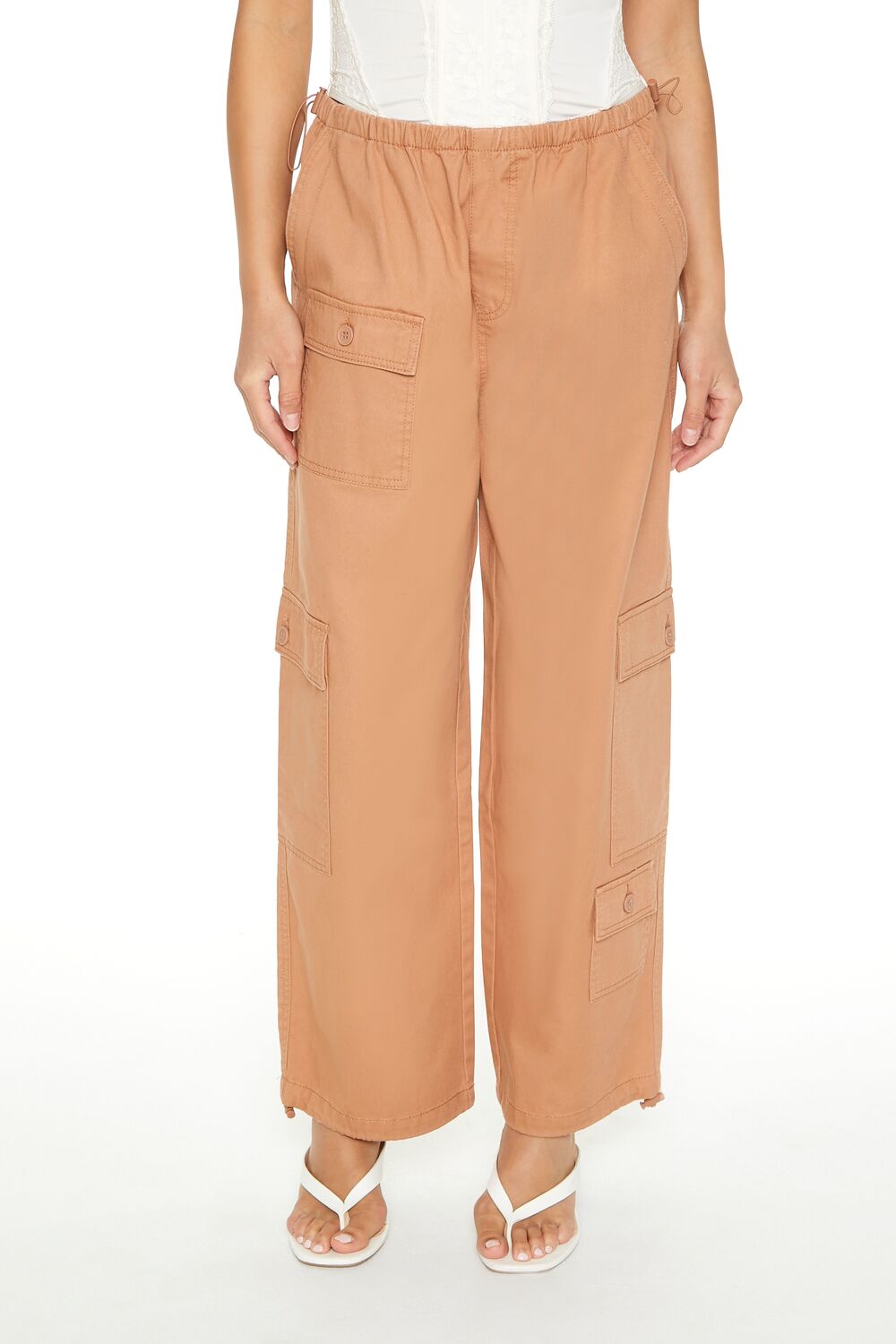 Forever 21 Twill Toggle Drawstring Cargo Pants - yellow - Bonton