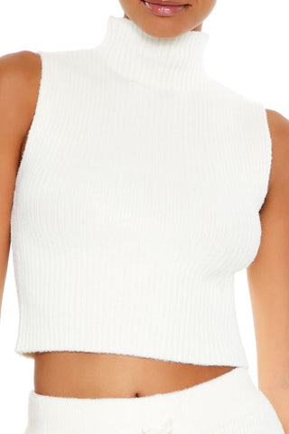 Sweater-Knit Turtleneck Crop Top
