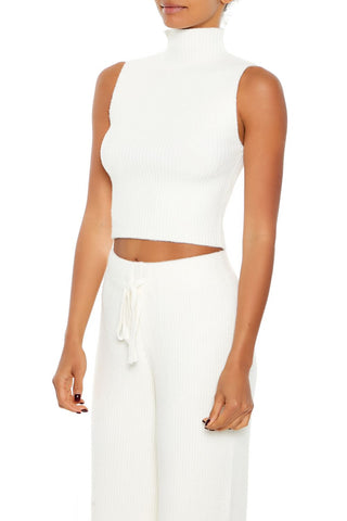 Sweater-Knit Turtleneck Crop Top