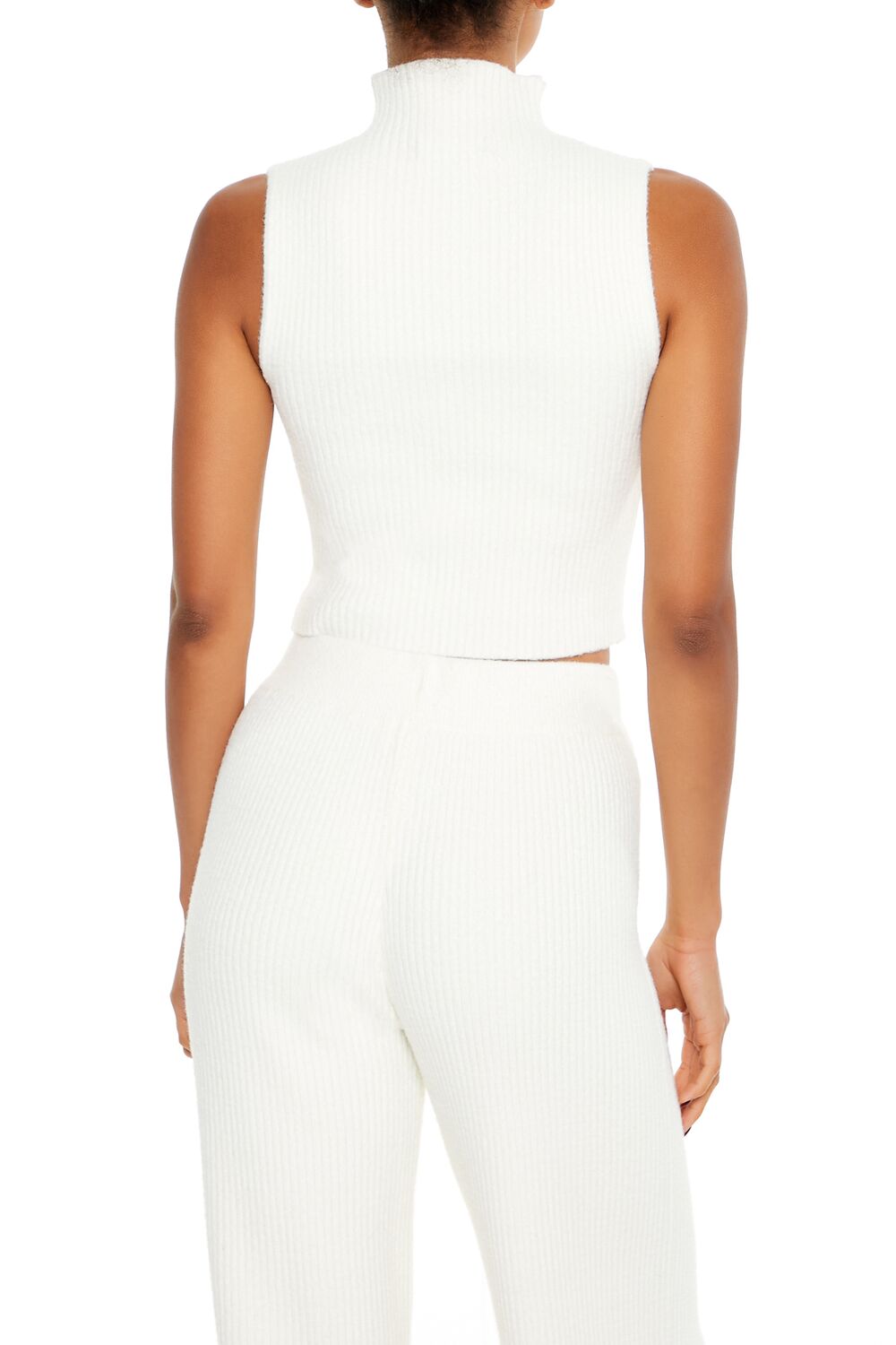  Forever 21 Sweater-Knit Turtleneck Crop Top - cream - Bonton