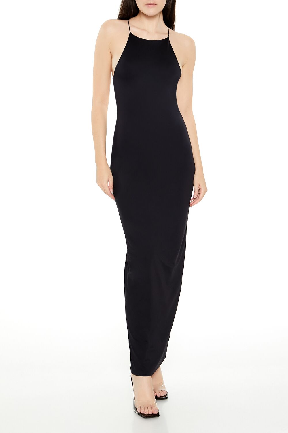  Forever 21 Contour Sculpt Halter Maxi Dress - black - Bonton
