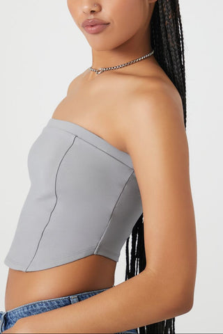 Ponte Knit Curved-Hem Tube Top