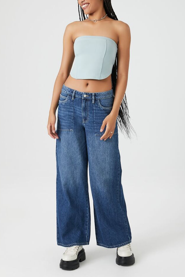  Forever 21 Ponte Knit Curved-Hem Tube Top - dark grey - Bonton