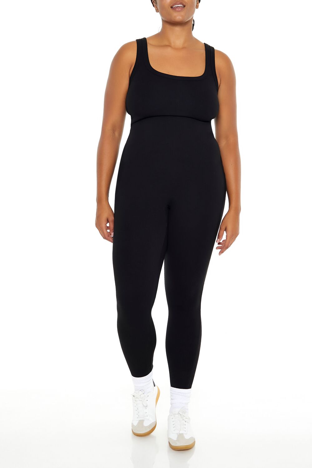  Forever 21 Plus Size Ribbed Knit Tank Jumpsuit - black - Bonton