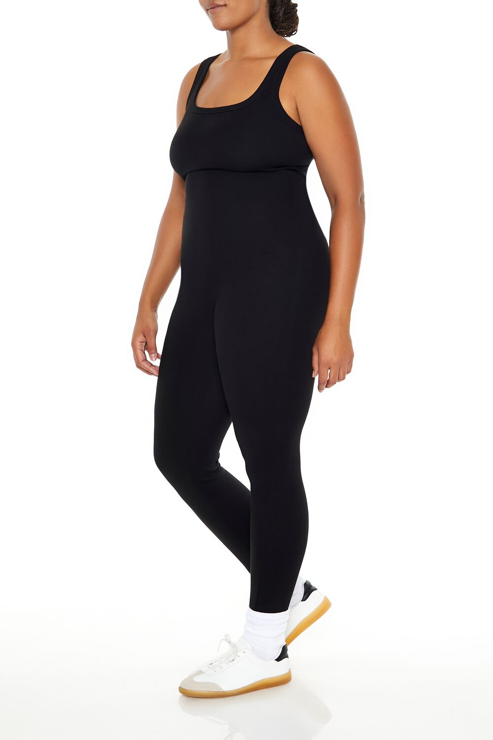  Forever 21 Plus Size Ribbed Knit Tank Jumpsuit - black - Bonton