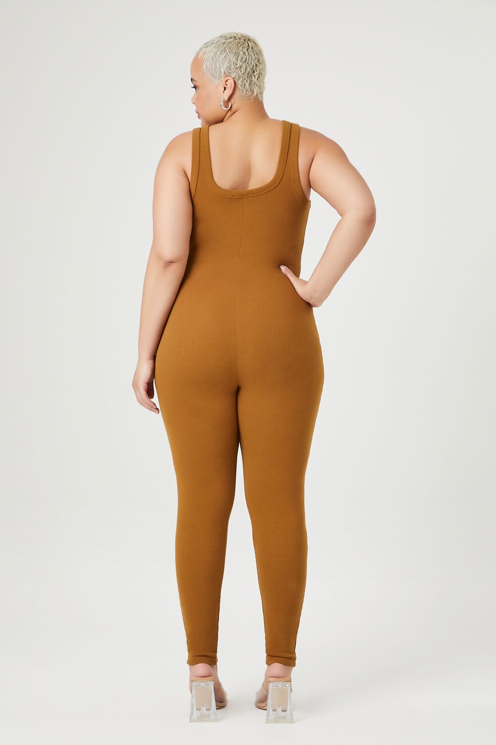  Forever 21 Plus Size Ribbed Knit Tank Jumpsuit - black - Bonton