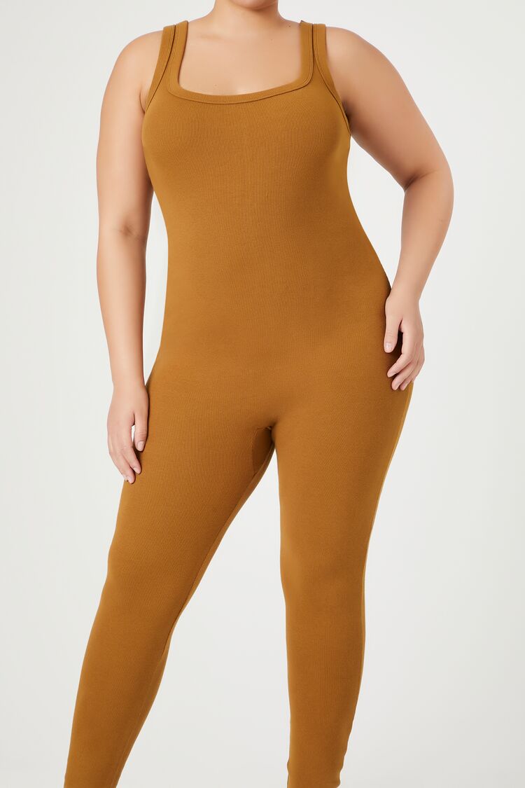  Forever 21 Plus Size Ribbed Knit Tank Jumpsuit - black - Bonton