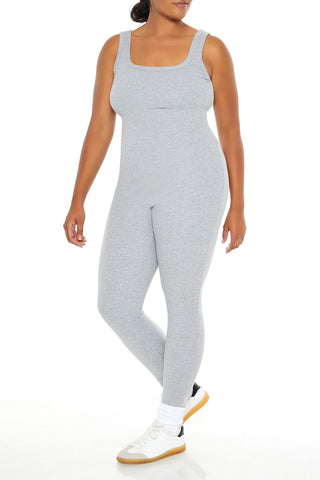 Plus Size Ribbed Knit Tank Jumpsuit