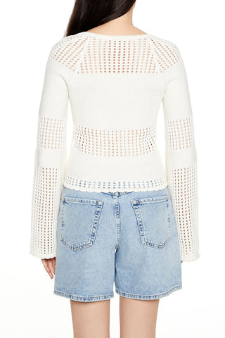 Open-Knit Bell-Sleeve Sweater