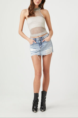 Sheer Crochet Sleeveless Top