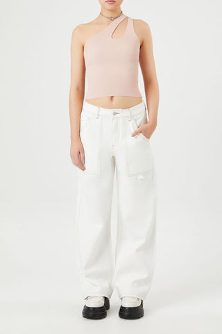 Sweater-Knit One-Shoulder Crop Top