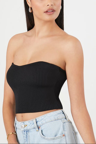 Sweater-Knit Cropped Tube Top