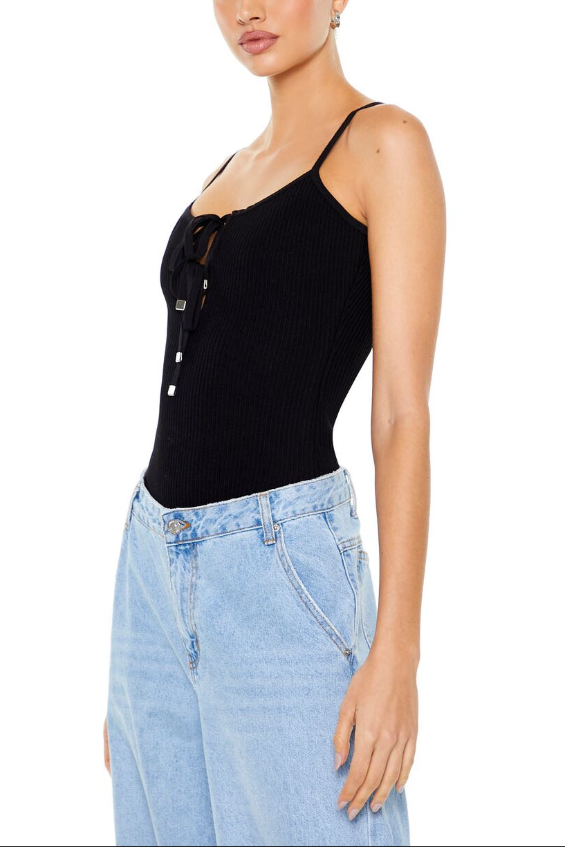  Forever 21 Sweater-Knit Cami Bodysuit - black - Bonton