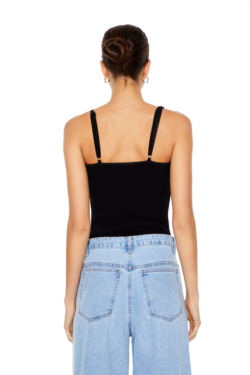  Forever 21 Sweater-Knit Cami Bodysuit - black - Bonton