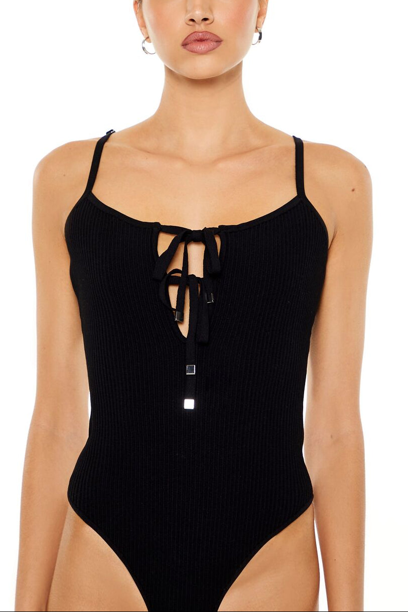  Forever 21 Sweater-Knit Cami Bodysuit - black - Bonton