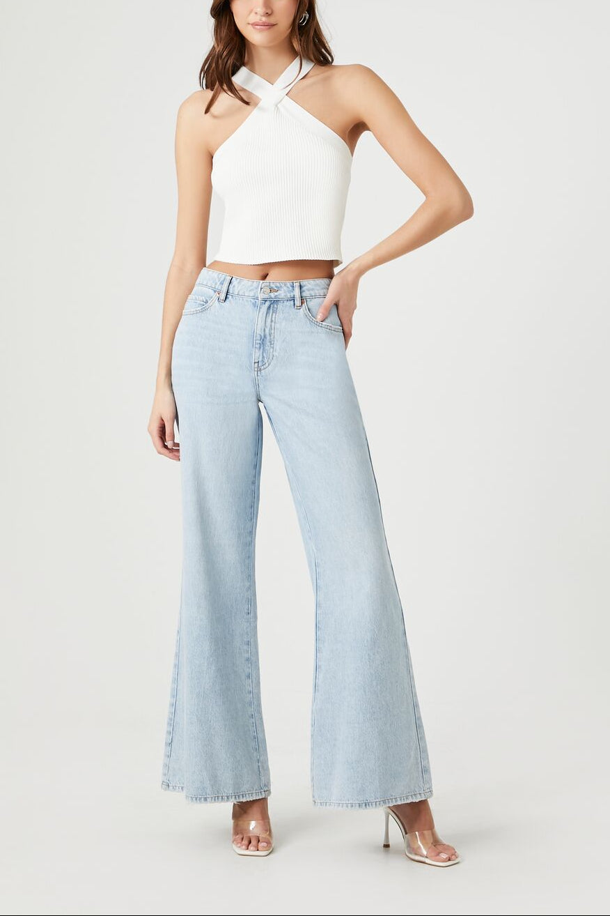  Forever 21 Sweater-Knit Crisscross Crop Top - white - Bonton