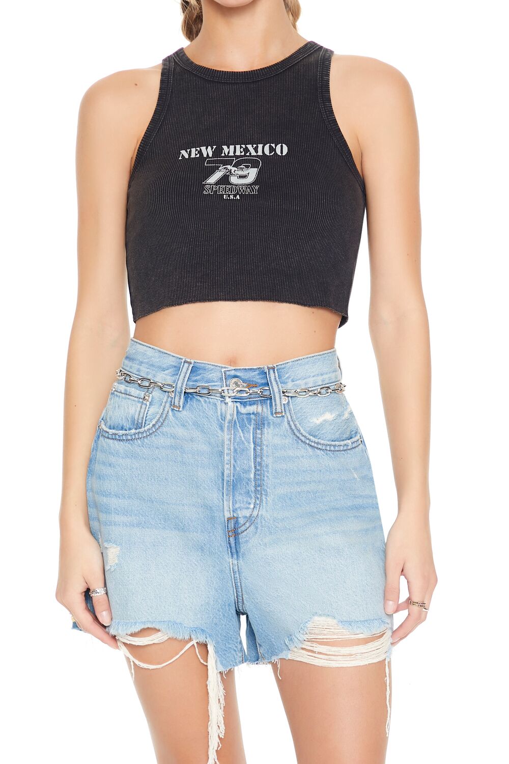  Forever 21 New Mexico Graphic Crop Top - charcoal multi - Bonton