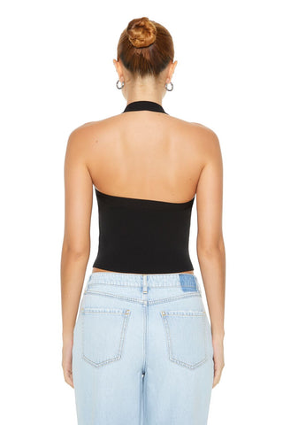 Sweater-Knit Bustier Halter Top