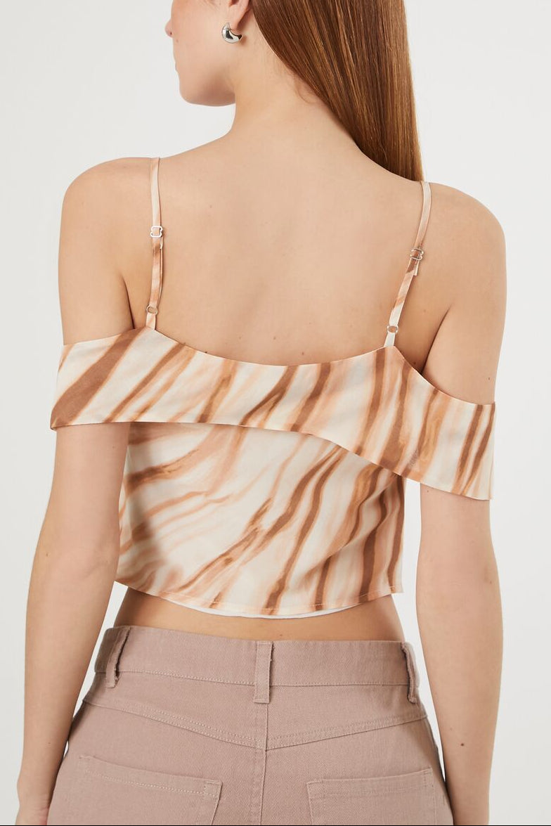 Forever 21 Marble Print Open-Shoulder Top - rose multi - Bonton