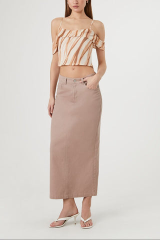 Marble Print Open-Shoulder Top