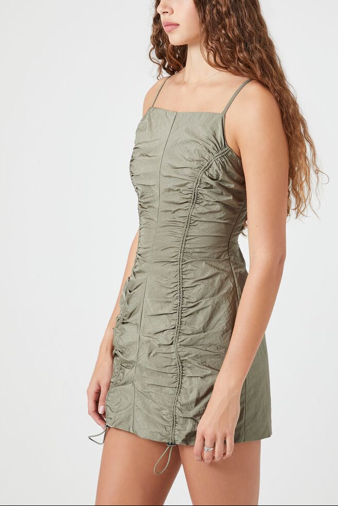  Forever 21 Ruched Toggle Drawstring Mini Dress - black-swatch - Bonton