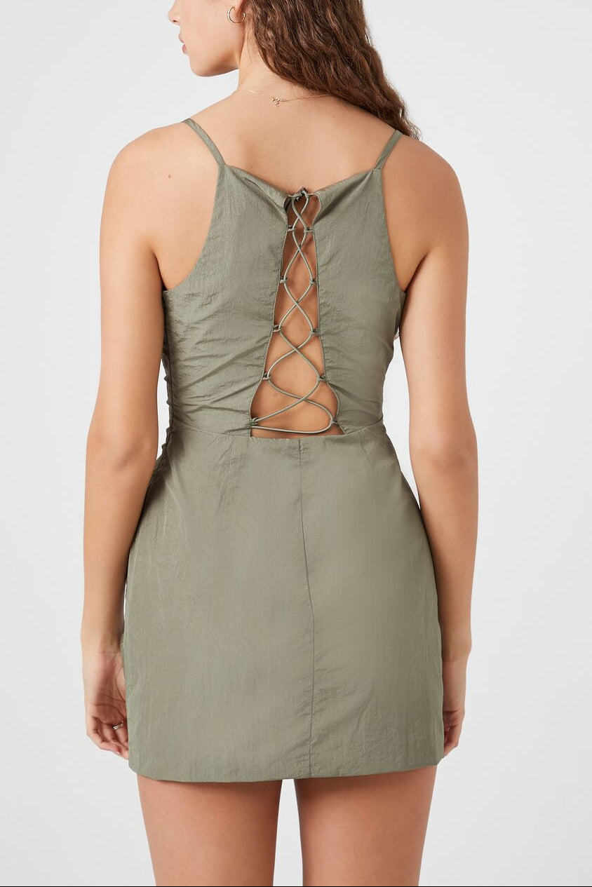  Forever 21 Ruched Toggle Drawstring Mini Dress - black-swatch - Bonton