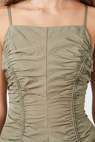 Ruched Toggle Drawstring Mini Dress