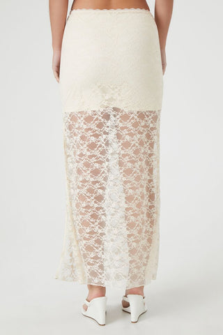 Lace Column Maxi Slit Skirt