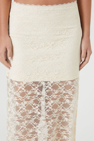 Lace Column Maxi Slit Skirt